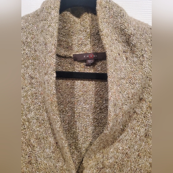 Fever heathered green and oatmeal Blazer style sweater with snaps - Picture 4 of 4